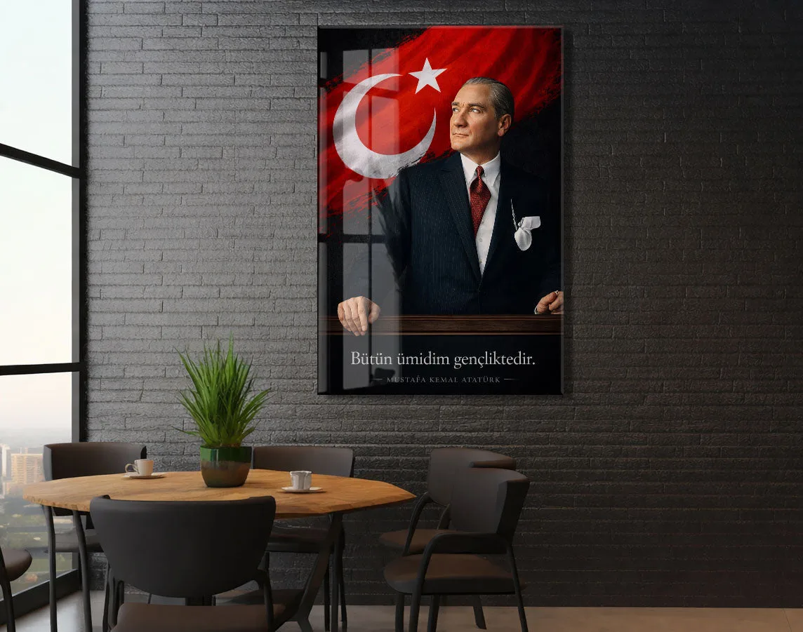 Mustafa Kemal Atatürk | Modern Cam Tablo-PeonyAta088 — görsel 5