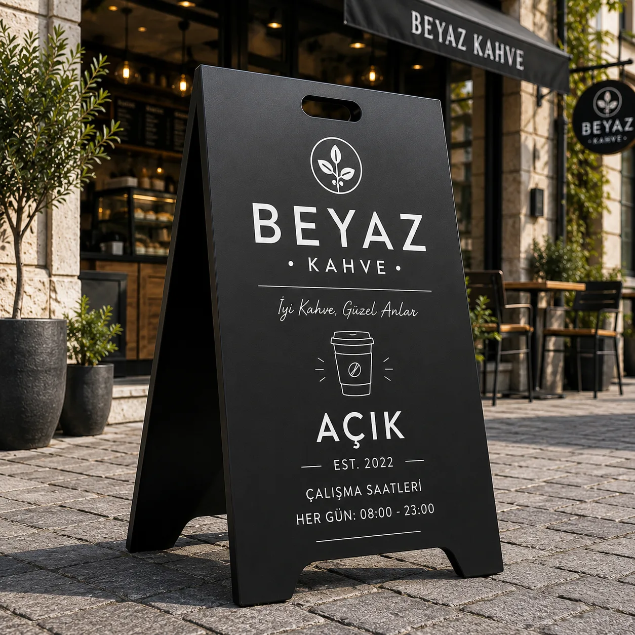 UV Baskılı Dış Mekan Kaldırım Tabelası | Elektrostatik Boyalı Reklam Standı — görsel 7
