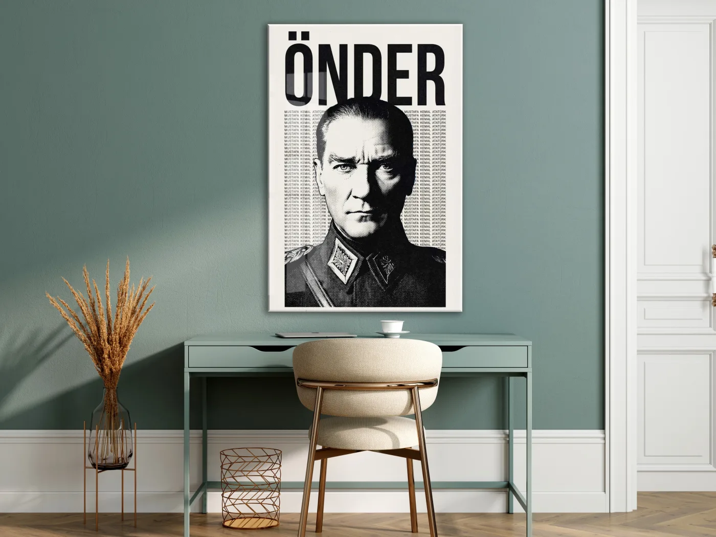 Mustafa Kemal Atatürk Önder Cam Tablo – Modern Tipografik Atatürk Duvar Dekoru -PeonyAta072 — görsel 7