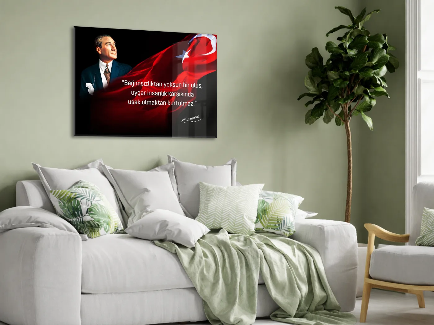Bağımsızlıktan Yoksun Bir Ulus Atatürk Cam Tablo | Premium UV Baskılı Cam Poster -PeonyAta1326 — görsel 3