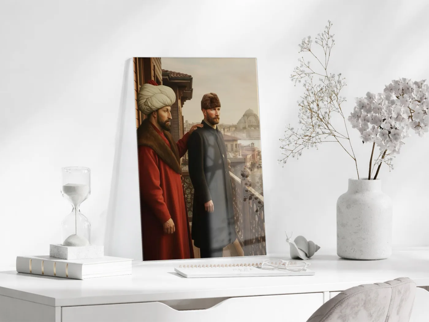Atatürk Osmanlı’dan Cumhuriyet’e Cam Tablo – Tarihsel Geçiş ve Liderlik Temalı Cam Duvar Tablosu -PeonyAta064 — görsel 4