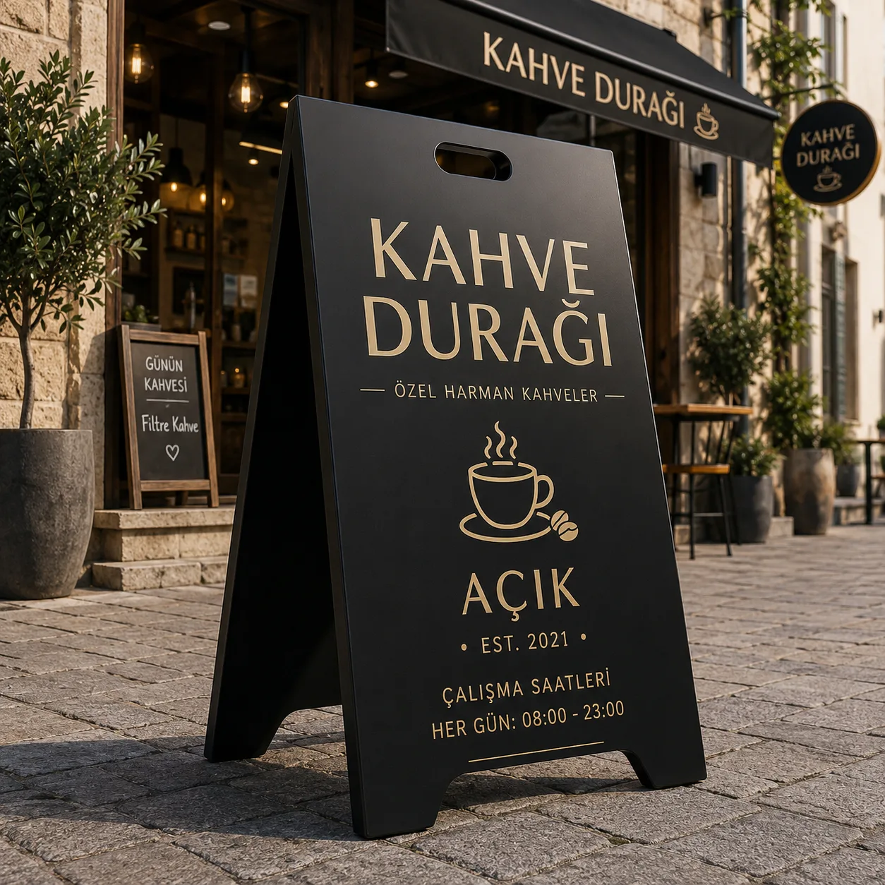 Metal A Tabela | UV Baskılı Kaldırım Reklam Panosu | Dış Mekan Mağaza Önü Standı — görsel 5