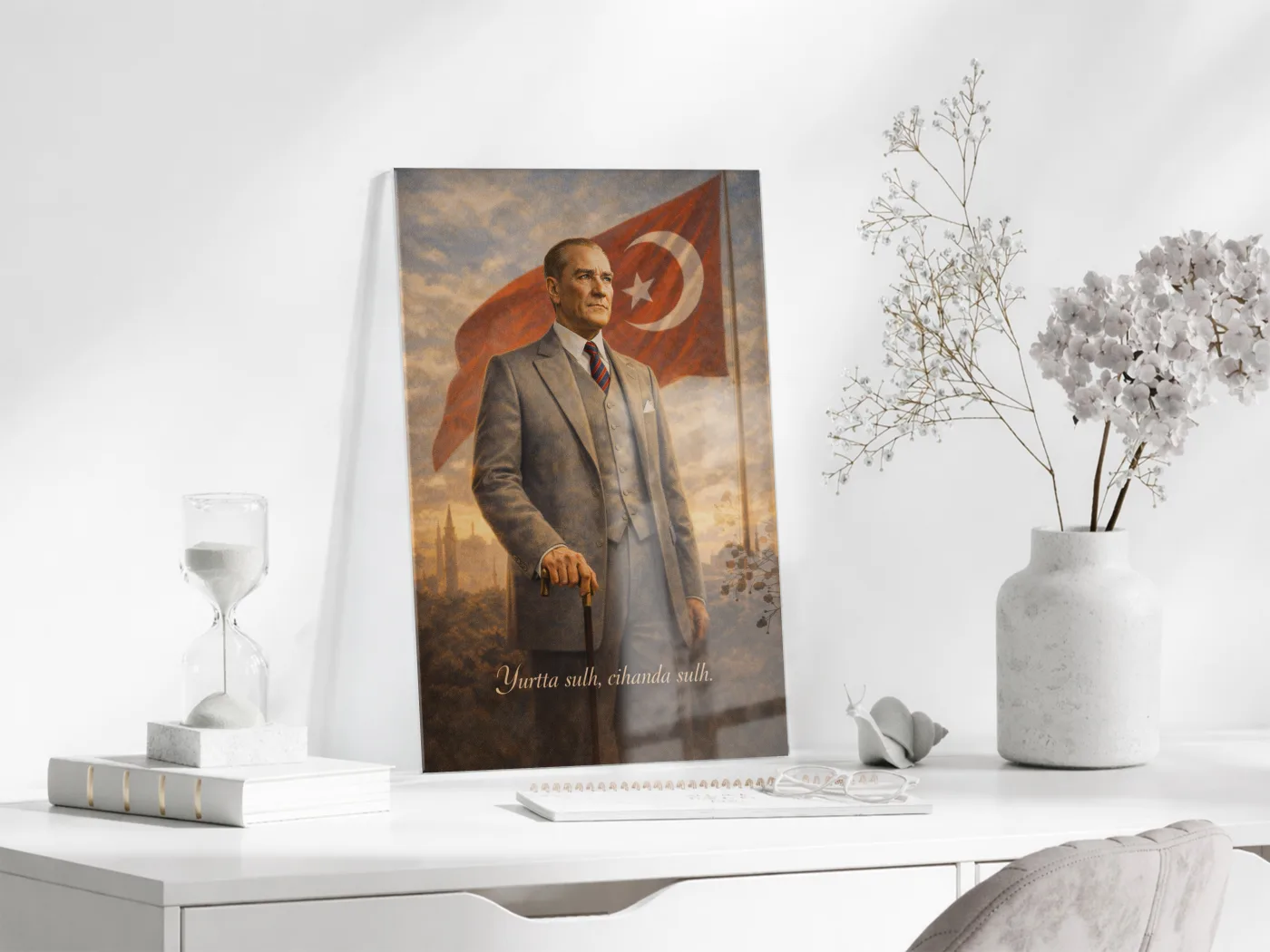 Mustafa Kemal Atatürk Cam Tablo - PeonyAta004 — görsel 3