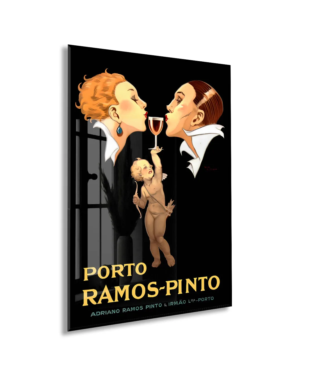 Ramos Pinto Vintage Cam Tablo | Art Deco Şarap Posteri UV Baskılı Temperli Cam Duvar Dekoru - Peony154 — görsel 1