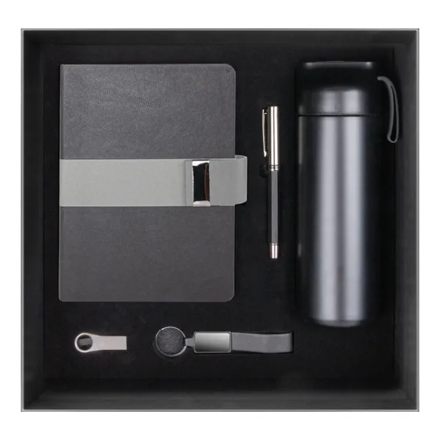 Premium Promosyon 5’li Kurumsal Hediye Seti – Defter, Termos, Roller Kalem, 32 GB USB ve Anahtarlık