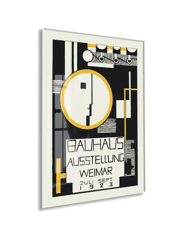 Bauhaus Tarzı Geometrik Cam Tablo | Minimalist Modern UV Baskılı Temperli Cam Duvar Dekoru - Peony162