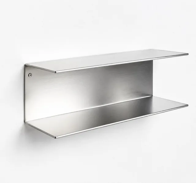 NIVO | Paslanmaz Çelik U Duvar Rafı – Fırçalı Metal Modern Dekoratif Raf