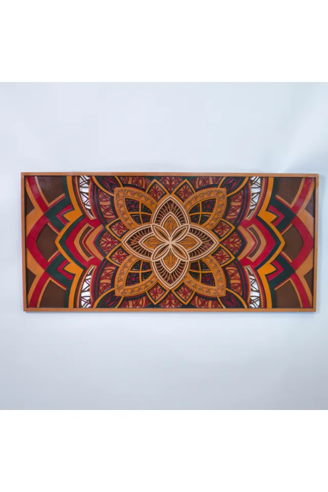 Boho Duvar Dekoru – El Yapımı 7 Katmanlı Renkli Mandala Ahşap Tablo – 3 Ölçü Seçeneği