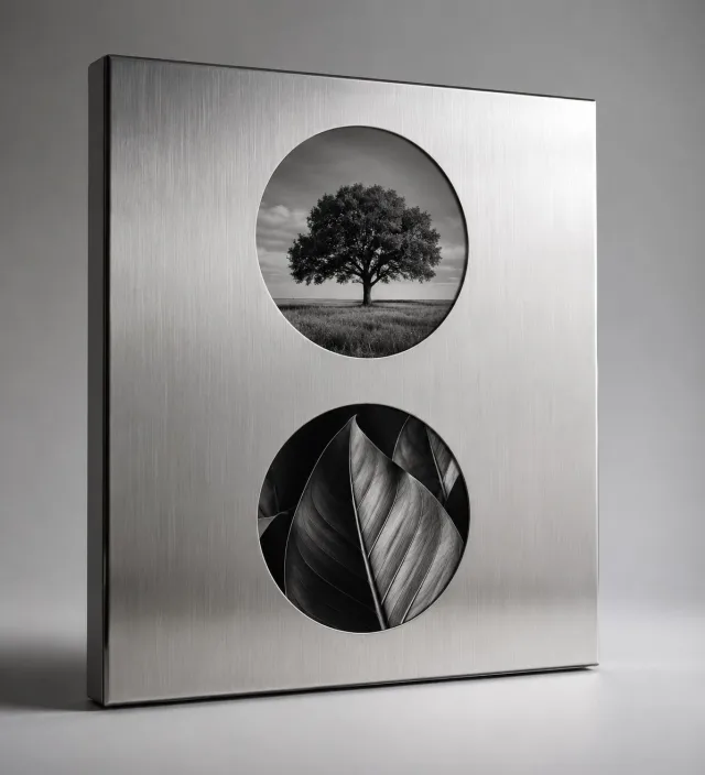 DUO |Paslanmaz Çelik İkili Fotoğraf Çerçevesi – Modern Metal Duvar Çerçevesi 40x40 cm
