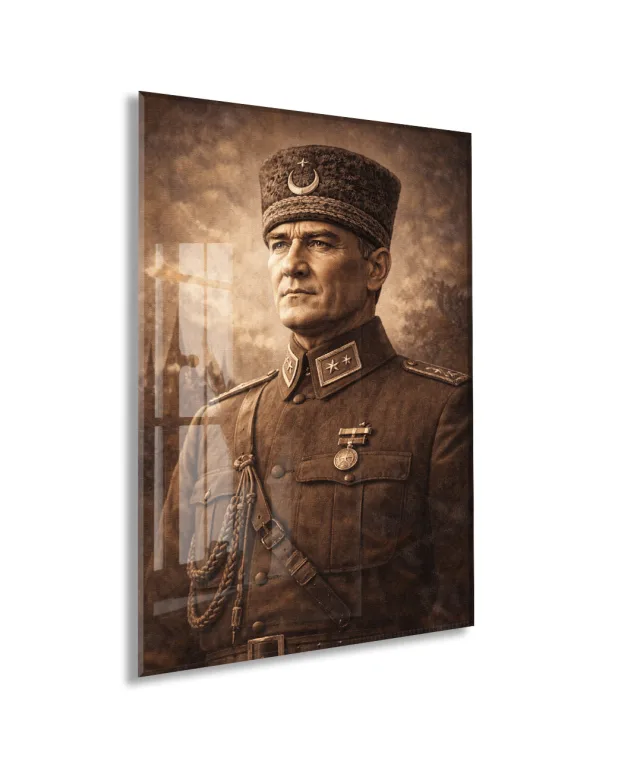 Mustafa Kemal Atatürk Cam Tablo - PeonyAta029