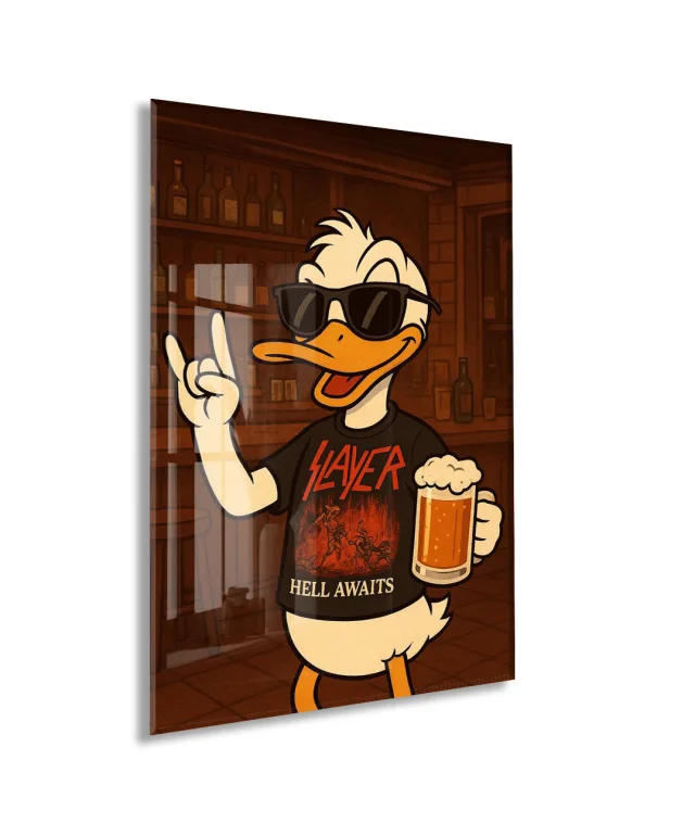 Daffy Duck Metal Müzik Temalı Duvar Dekorasyonu – Bar Konseptli Tasarım - Peony110