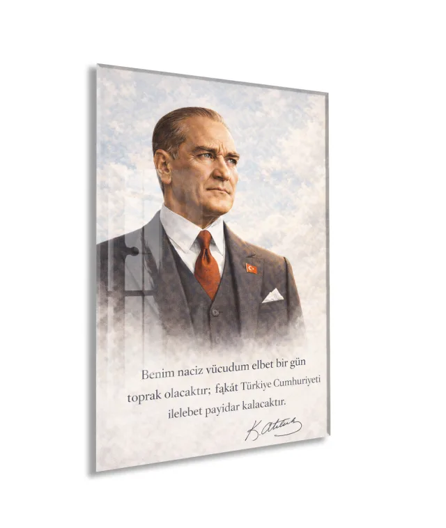 Mustafa Kemal Atatürk Cam Tablo - PeonyAta021