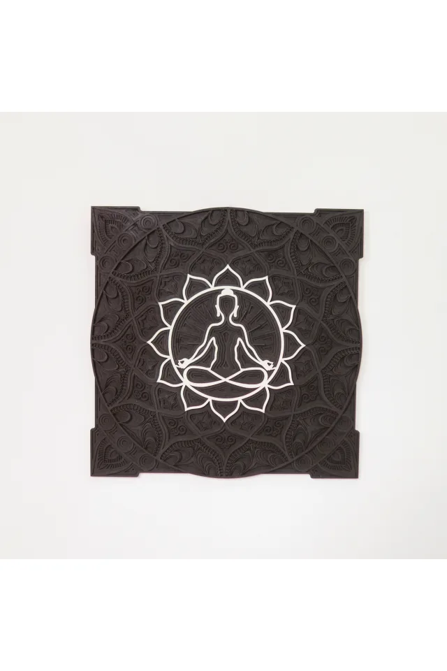 Lotus Mandala Duvar Dekoru - El Yapımı 6 Katmanlı Meditasyon Temalı Ahşap Tablo
