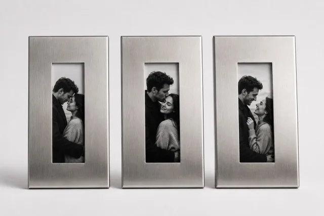 LINEA | Paslanmaz Çelik Fotoğraf Çerçevesi – Modern Metal Duvar Çerçevesi 14x34 cm