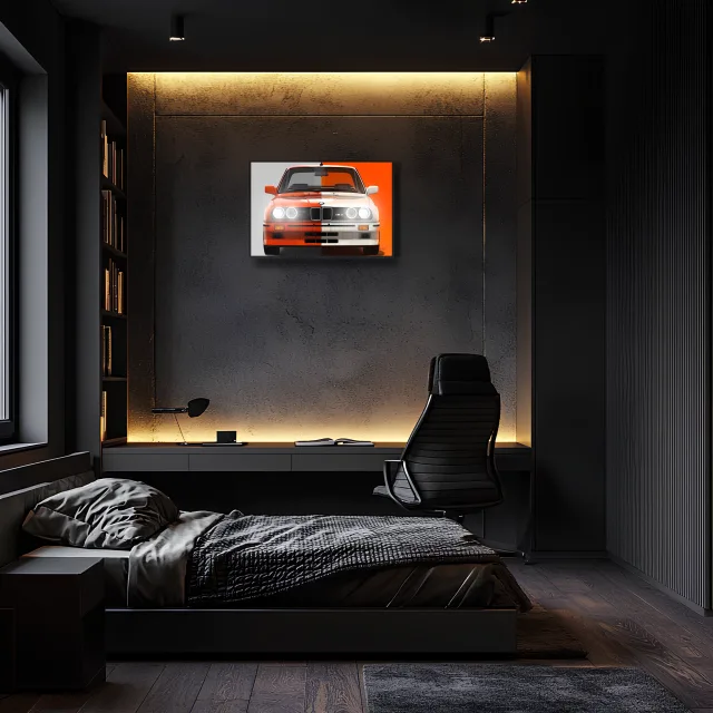 E30 BMW M Tarzı UV Baskı Neon Duvar Dekoru | Klasik Araba Pleksi Işıklı Tablo | Gamer Room Duvar Sanatı
