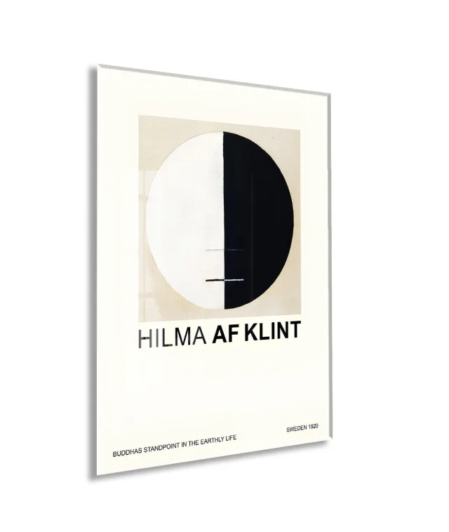 Hilma af Klint Minimal Soyut Cam Tablo | Geometrik Siyah Beyaz Modern UV Baskılı Temperli Cam Tablo - Peony165
