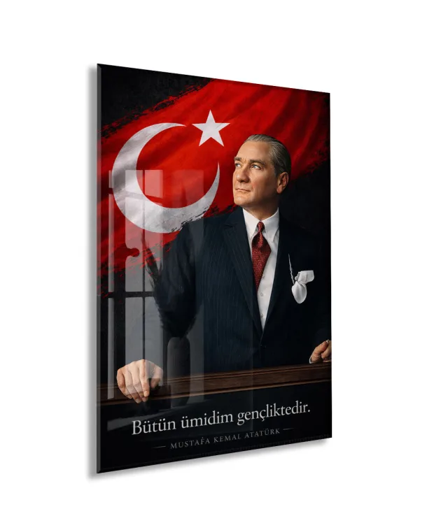 Mustafa Kemal Atatürk  | Modern Cam Tablo-PeonyAta088