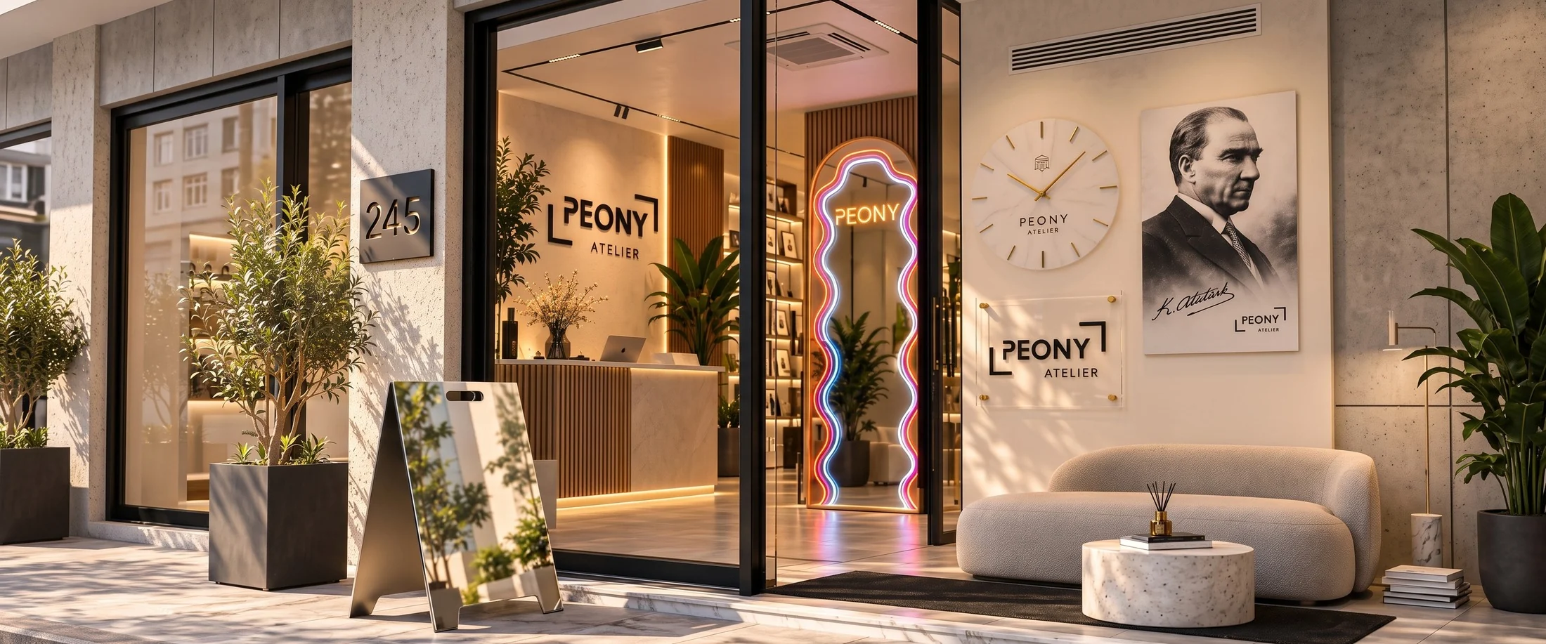 Peony Atelier — İş yeriniz için tabela ve dekorasyon