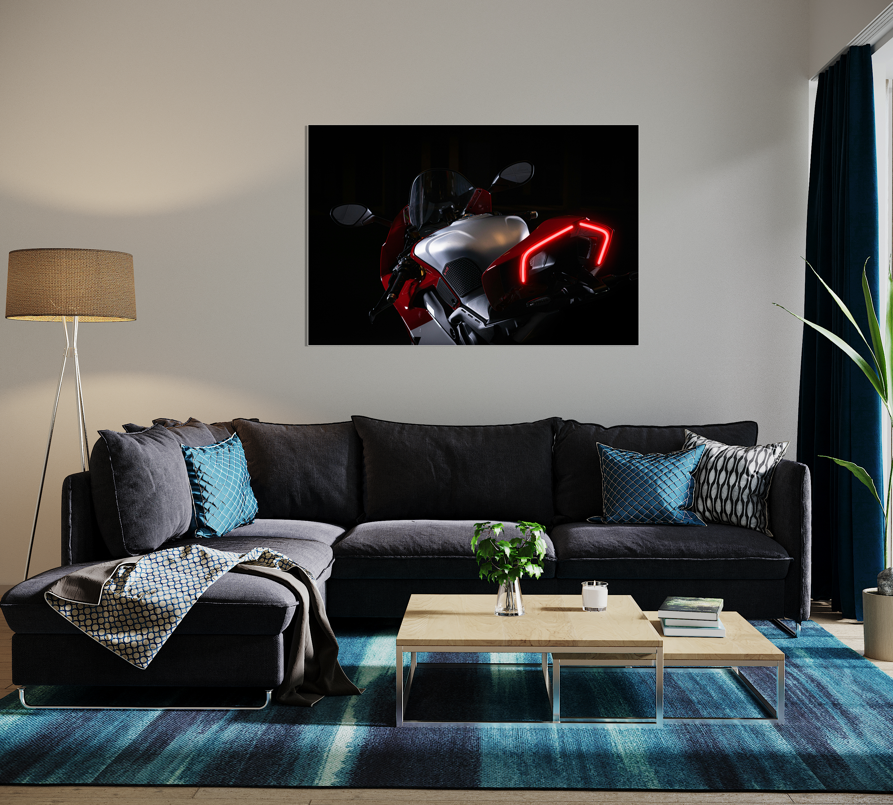 Spor Motosiklet UV Baskı Neon Tablo | LED Stop Işıklı Pleksi Duvar Dekoru | Motor Tutkunları İçin Özel Tasarım — görsel 6