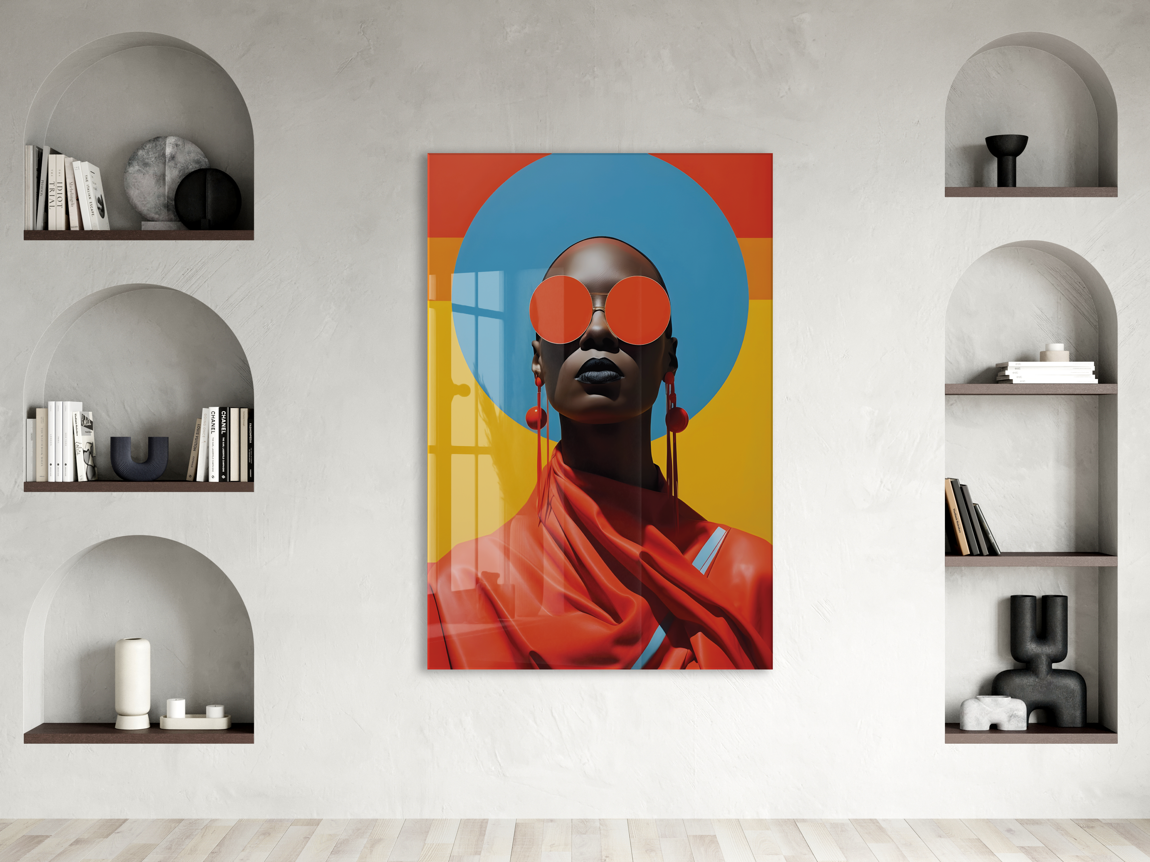 Modern Pop Art Kadın Portresi Cam Tablo – Cesur Renkler ve Minimal Tasarım Duvar Sanatı - Peony030 — görsel 2